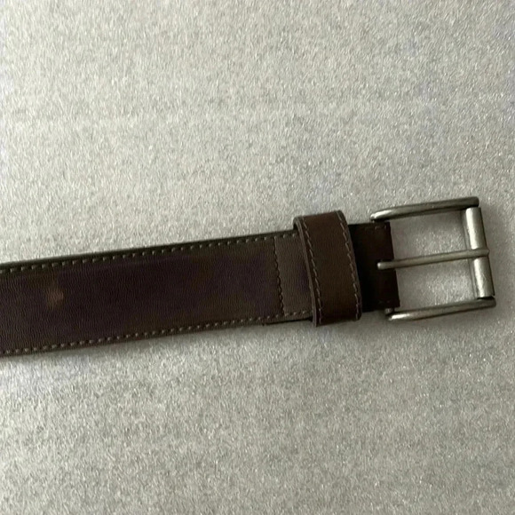 [36-42”]Custom Leather Brown  Leather Silver Tone Buckle Men - Picture 2 of 6
